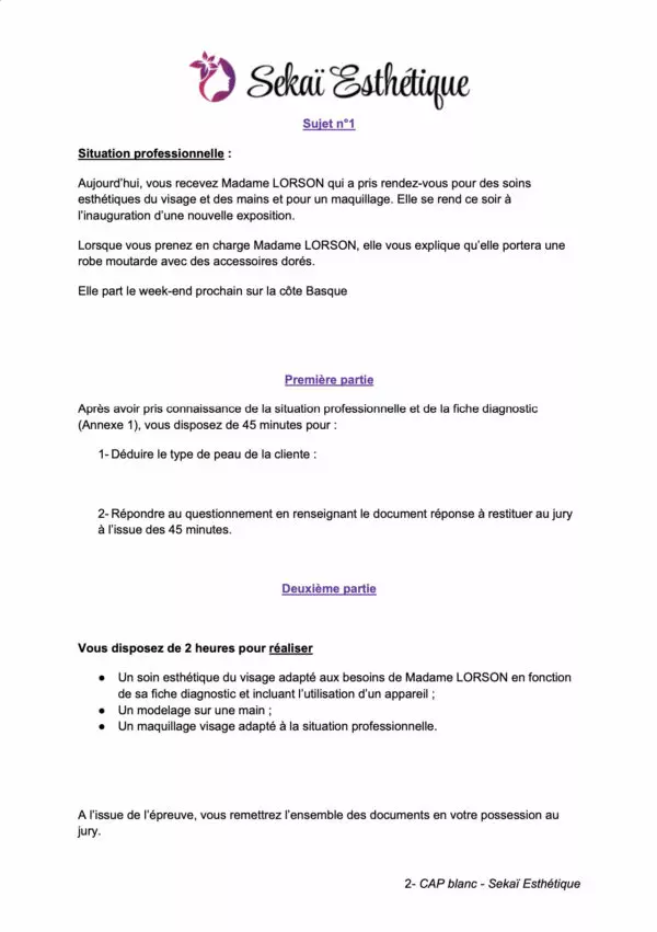 Annales CAP Esthétique 👉 12 sujets + Corrigés + 50 sujets EP3 type : le package ULTIME des épreuves EP1, EP2 et EP3 – Image 3